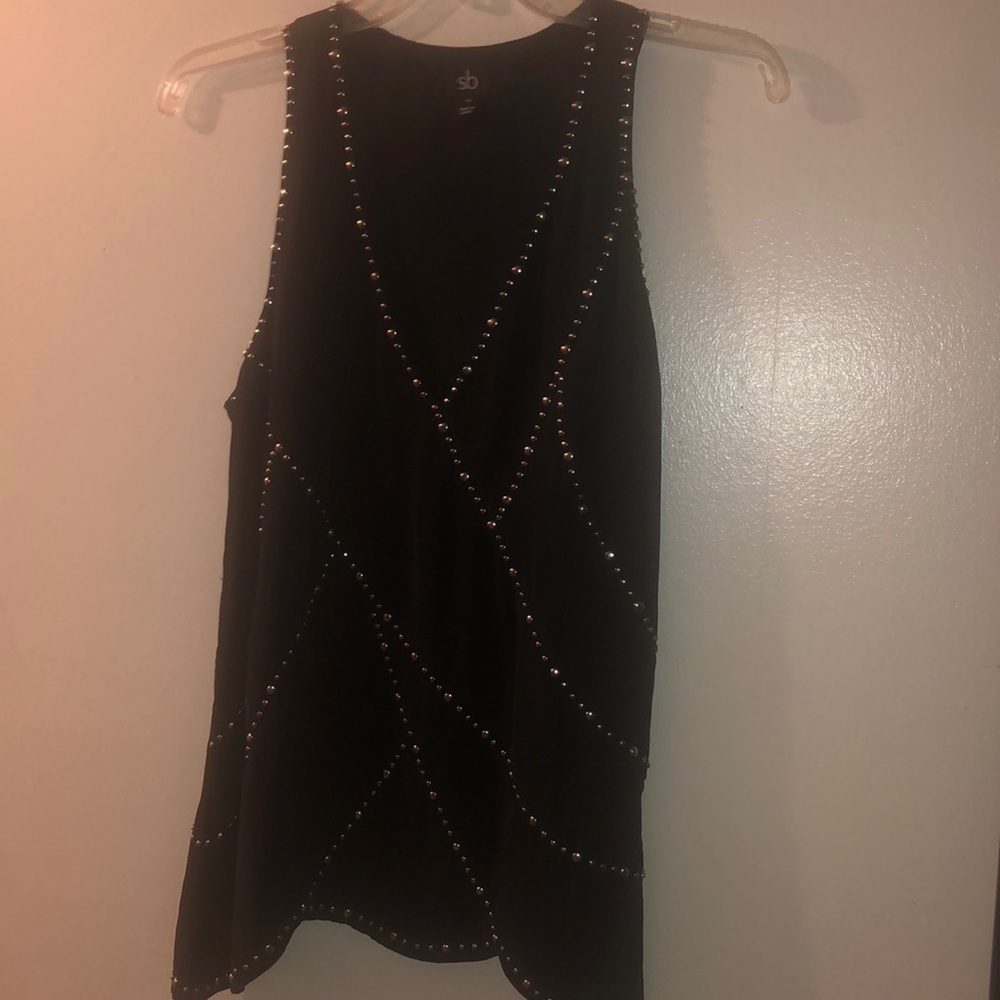 Black silver studded top